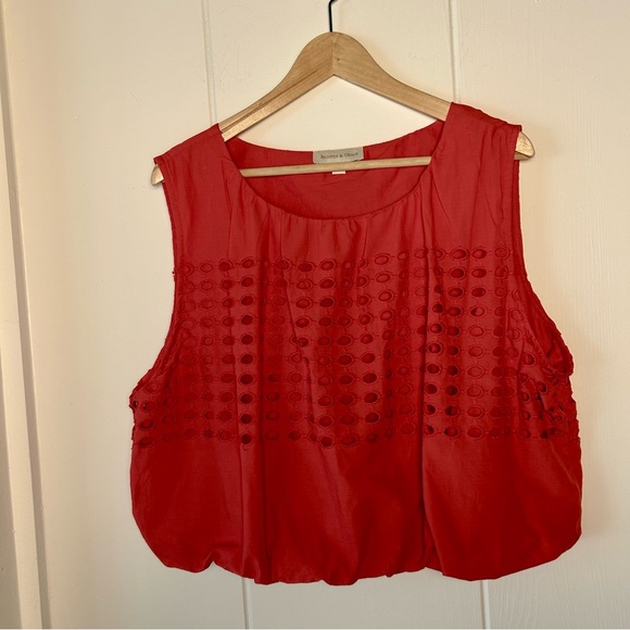 NWT Jennifer & Grace Coral Red Blouson Top and Skirt with cutouts size XL - Picture 2 of 16